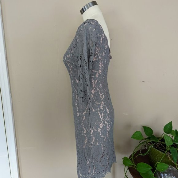 Soieblu Gray Floral Lace Dress - Picture 5 of 11